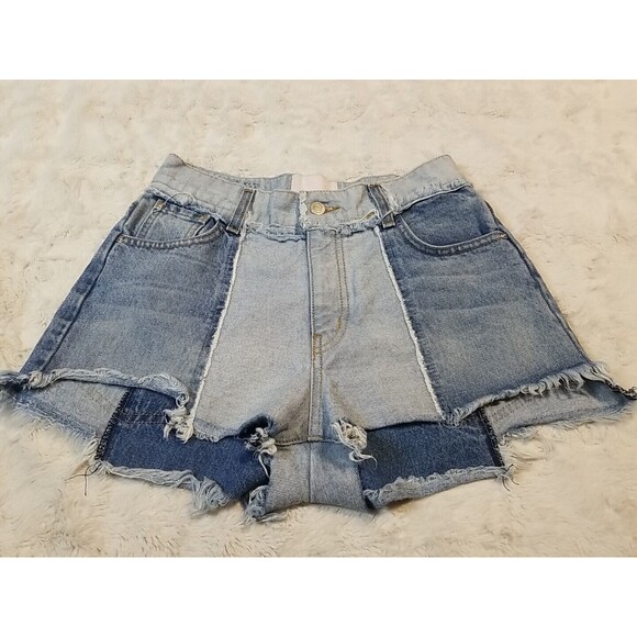 Revice Denim Jean Cut Off Shorts Womens Size 27 Blue Patchwork  Distressed - Picture 1 of 12